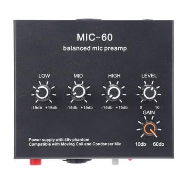 Imagem de Microfone Pré -amplificador de Microfone, Ganho de 60dB 48V Phantom Power Dinâmico Pré -amplificador de Microfone Com 3 Entradas para Potência de Transmissão Vocal de (Plugue da UE) (Plugue nos EUA)