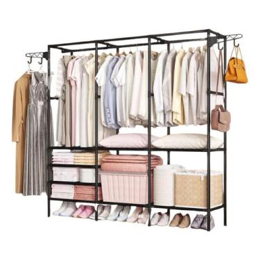 Imagem de Arara Cabideiro Para Roupa Triplo Cabides Sapateira Multiuso - Lar Tex