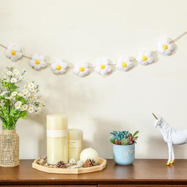 Imagem de Epakh Conjunto de guirlanda de margarida de 2,8 m, decoração de quarto de margarida, decoração de quarto, enfeites florais de primavera, acessórios divertidos de verão, acessórios boêmios, decoração