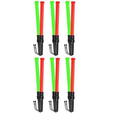 Imagem de Bastao Sinalizador 2 Cores Grande Kit 6 Unidades Led Fluorescente Lant