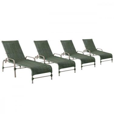 Imagem de 4 Espreguiçadeiras Reclinavel Catar Fendi Corda Nautica Trama Original