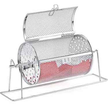 Imagem de Teenyyou Tambor de sorteio pequeno de 17,78 cm x 11,9 cm, suporte para 600 bilhetes, roda de rifa, com suporte para tambor para jogos e eventos (prata)