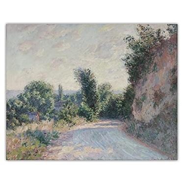 Imagem de Claude Monet. Road near Giverny. Reprodução famosa de arte de parede em tela. Pôster de arte em tela para decoração de casa - 85 x 70 cm sem moldura