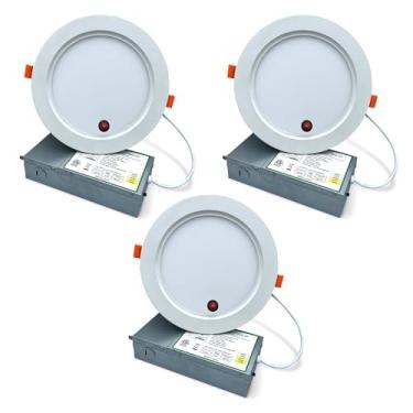 Imagem de E2 LIGHTING Luz Led Embutida Com Opção De Bateria De Emergência, Luz Led Embutida Retrofit, Downlight Led Fino Sem Lâmpada Regulável, Luminária Ajustável Cct (Branco Com Bateria, 6" (Pacote Com 3))