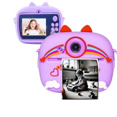 Imagem de Câmera Infantil Digital Portátil com Impressora Instantânea com Canetinhas, Câmera que Imprime na Hora (Violeta)