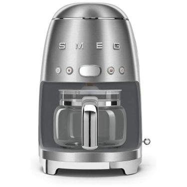 Imagem de Cafeteira Programável 1950 estilo retrô, até 10 xícaras em aço inoxidável, SMEG DCF02SSUS, Cinza