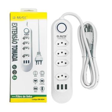 Imagem de Extensão de Tomadas 4 Tomadas + 3 USB BM-8694 - B-MAX
