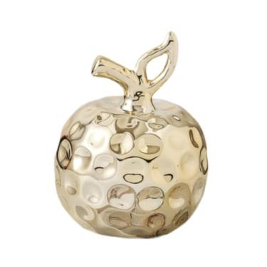 Imagem de FLCPJGV Estátua da porcelana Feliz Aniversário Presente de Fruta Escultura de Fruta Ornamento de Tabletop para Office Bookshelf CENTERPICES, Ouro