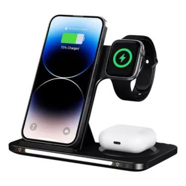 Imagem de arregador Indução Dock Station 3 Em 1 Celular Relógio Fone - kaidi 