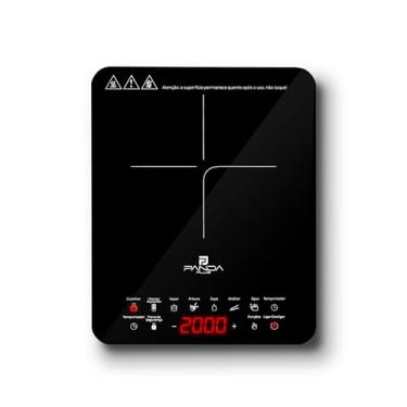 Imagem de Cooktop Indução 1 Boca Portátil PandaPlus 2000W 220V Touch 8 Níveis Potência Temperatura Trava de Segurança Timer Vitrocerâmico Ícones Acesso Rápido