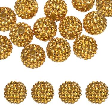 Imagem de PATIKIL Contas de strass de resina de 20 mm para caneta com contas, pacote com 10 bolas de discoteca brilhantes em pedaços redondos de chiclete para chaveiro com contas, joias para fazer artesanato