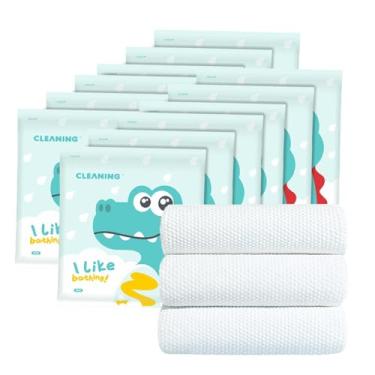 Imagem de KMAKII Pacote com 12 toalhas de banho descartáveis brancas macias toalhas de banho de banho portáteis e respiráveis panos de banho espessos para viagens, hotéis, viagens de negócios, tamanho: 139 x 71