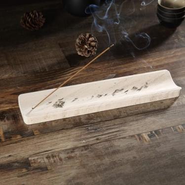 Imagem de Koville Suporte de incenso de mármore, suporte de incenso para varas, suporte de bastões de incenso para apanhador de cinzas para meditação, ioga, spa, queimador de incenso de pedra natural, decoração