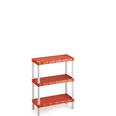 Imagem de Estante Utilidades Plastica Com pezinhos 3 Prateleiras 75x55x25cm, ideal para cozinha, livros(Laranja)