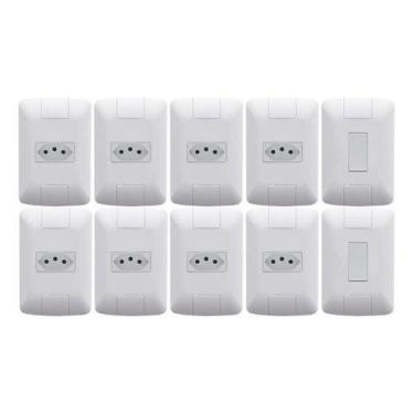 Imagem de Kit 8 Tomadas E 2 Interruptores Simples Tramontina Aria