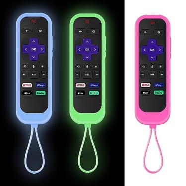 Imagem de Pacote com 3 capas para controle remoto Westinghouse Roku TV | Onn Roku | TCL Hisense Roku capa protetora de silicone universal para controle remoto Roku com Ttracker