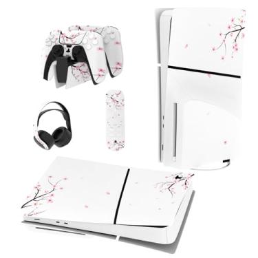 Imagem de PlayVital Full Set Skin Sticker for ps5 Slim Console Disc Edition (The New Smaller Design), Vinyl Decal Cover for ps5 Controller & Headset & Charging Station & Media Remote - Falling Cherry Blossom