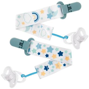 Imagem de Kit prendedor de chupeta buba estrelas azul - 14499