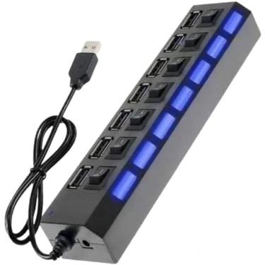 Imagem de Hub Usb 7 Portas 2.0 Hd Extensor Pen Drive Hd Tomate- Preto