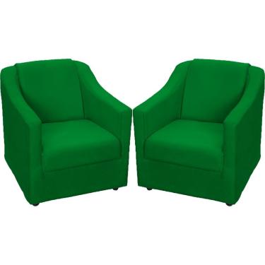 Imagem de Kit 2 Poltronas Mila Pé De Plástico Cromado - Verde Suede