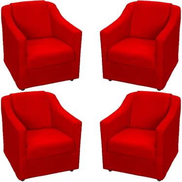 Imagem de Kit 4 Poltronas Mila Pé De Plástico Cromado - Vermelho Suede