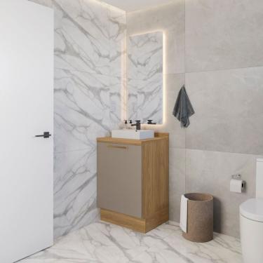 Imagem de Balcão Para Banheiro 1 Porta Com Tampo Nogueira-fendi