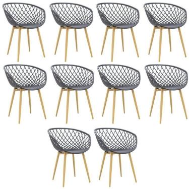 Imagem de Kit Com 10 Cadeiras Com Braços Polipropileno Clarice Branco