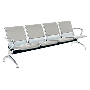 Imagem de Cadeira Longarina Com Est Cromada 4 Lugares Colors Cinza Claro