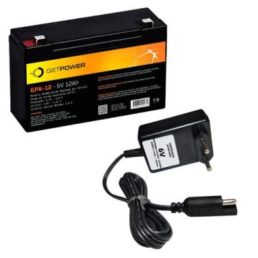 Imagem de Bateria Selada 6V 12ah GetPower + Carregador -Moto Elétrica - GET POWE