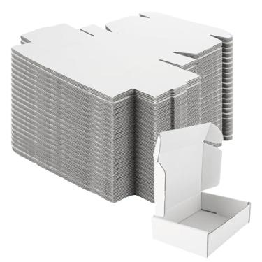 Imagem de STARVAST Pacote Com 50 Caixas De Remessa 5,5 X 4 1,5 Pol. Caixa Papelão Ondulado Branca, Pequenas Para Embrulhar Presentes E Literatura