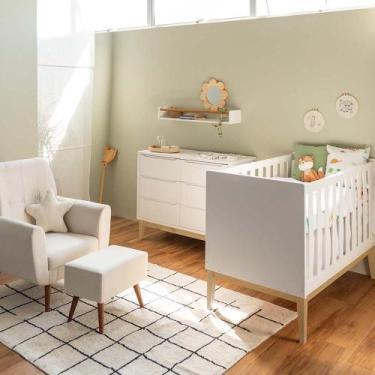 Imagem de Kit Quarto Theo com Pés Square Natural - Berço Mini Cama + Cômoda 6 Ga