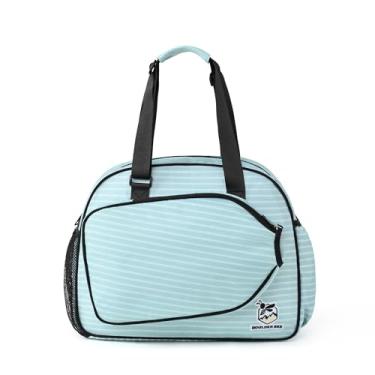 Imagem de Boulder Bee Sacolas De Pickleball, Bolsa Com Estampa Listrada Para Mulheres, Academia Mão/Ombro Suporte Garrafa Água, Raquete/Remo (Listra Verde)