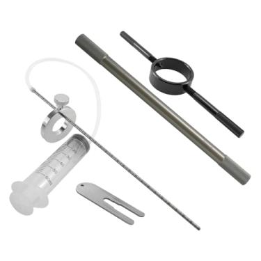 Imagem de RYANSTAR RACING Kit de ferramentas de serviço de garfo de motocicleta, conjunto de 3 peças com ferramenta de nível de óleo de garfo, compressor de mola e ferramenta de sangramento de haste de