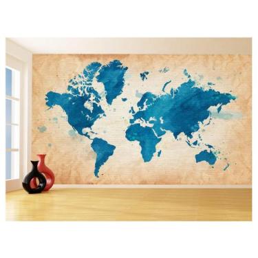 Imagem de Papel De Parede 3D Mapa Mundi Arte Cimento Cores 3,5M Nmu77 - Você Dec