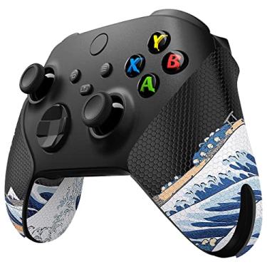 Imagem de eXtremeRate Punho Antiderrapante E Absorvente De Suor Playvital Para Controle Sem Fio Xbox Core, Almofadas Borracha Macia Texturizadas Profissionais, Punhos Série X/S - The Great Wave Off Kanagawa