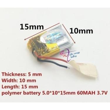 Imagem de Mini Micro Bateria 3,7v 60mah 5mm X 10mm X 15mm Com 2 Fios - - bgb