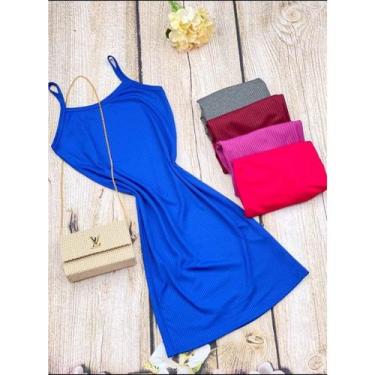Imagem de Vestido feminino alça canelado curto - Filó Modas, m, Rosa
