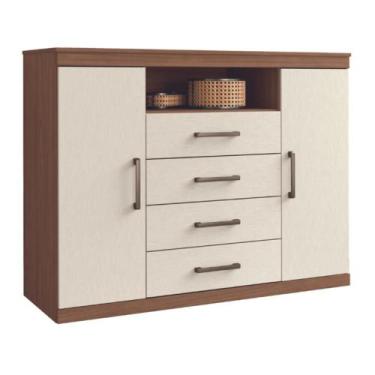 Imagem de Comôda 4 Gavetas 2 Portas Londres Jatobá Areia - CASA H