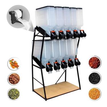 Imagem de Dispenser 10 Módulos 35 Litros Armazenamento Ração Grãos Cereais 2 Ger
