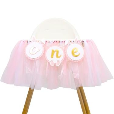 Imagem de Banner Some Bunny Is One Highchair - Saia tutu rosa para cadeira alta, faixa de saia de fio de primeiro aniversário de coelhinho da Páscoa, decorações de 1º aniversário com tema de coelho para meninas