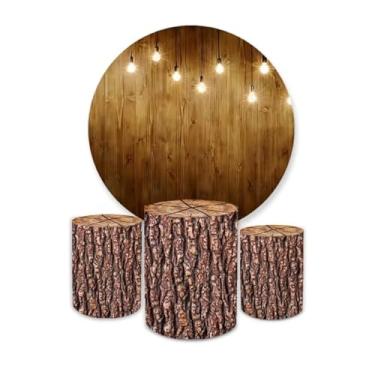 Imagem de Kit Decorativo Painel Redondo C/Elástico + Trio Capa Cilindro Veste Fácil Tronco Luz