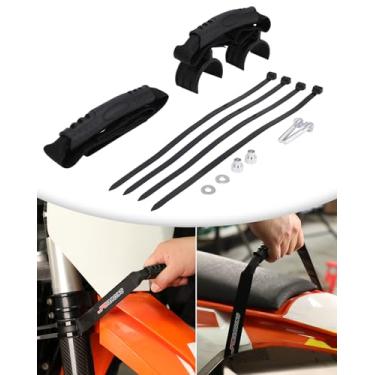Imagem de JFG RACING Cinto de tração de resgate dianteiro e traseiro para motocicleta, alças ajustáveis universais para a maioria das bicicletas de rua Pit Dirt Bike, preto