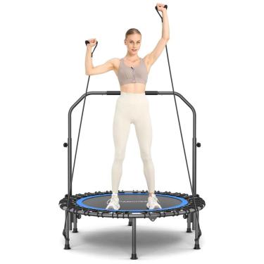 Imagem de 40 por 48 trampolim de rebote para adultos para crianças. Mini Exercício Indoor Trampolim com o guidão ajustável em