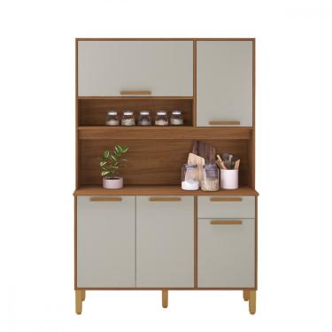 Imagem de Cozinha Compacta Sintra 120 Freijó Com Off White Indekes Freijo Com Off White