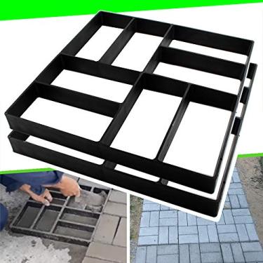 Imagem de 2 pacotes de 39,86 x 39,88 x 4,04 cm de caminhada moldes de concreto reutilizados Pathmate Stone Paver Walk Way DIY Path Paving Garden Yard Patio Mold (8 grades)..