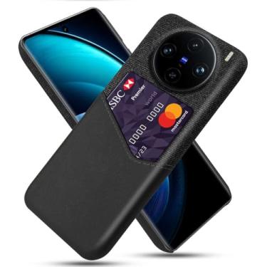 Imagem de Capa para Vivo X100 PRO,Anti-deslizamento,Proteção contra quedas de 360°,Resistência à impressão digital,Tela e caso de couro PU com 1 slot de cartão atrás-Black