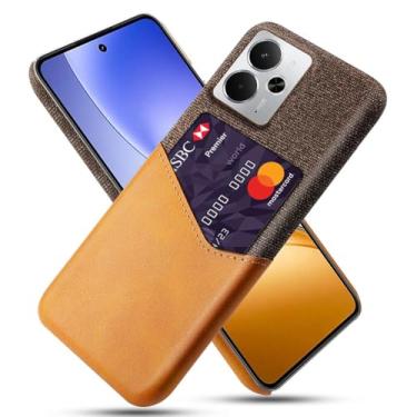 Imagem de Capa para Realme 14,Anti-deslizamento,Proteção contra quedas de 360°,Resistência à impressão digital,Tela e caso de couro PU com 1 slot de cartão atrás-Brown