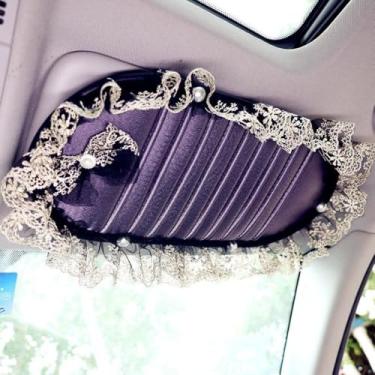 Imagem de Bonito estilo bonito carro multifuncional viseira solar saco de lenços CD viseira organizador durável acessórios automotivos para mulheres (7)