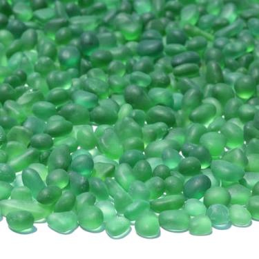 Imagem de QYGL Pedras de vidro marinho - pedras preciosas de vidro fosco verde de 1,3 kg/1,315 g - perfeitas para pedras de aquário, cascalho de tanque de peixes, enchimentos de vasos, artesanato DIY de vidro