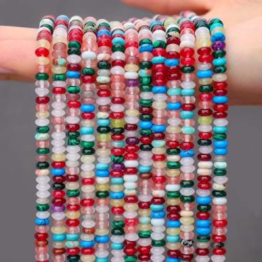 Imagem de AUREHEN 2 fios (300 peças) contas Rondelle de cores mistas, 2 * 4 mm pedras preciosas espaçadoras soltas contas de disco de ábaco para pulseira faça você mesmo, colar, brincos, fabricação de joias